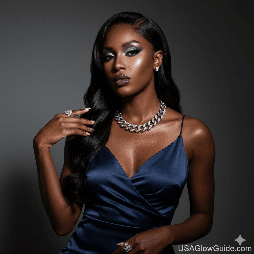 Deep bold pigment velvet-matte lipstick for a modern bombshell evening look.