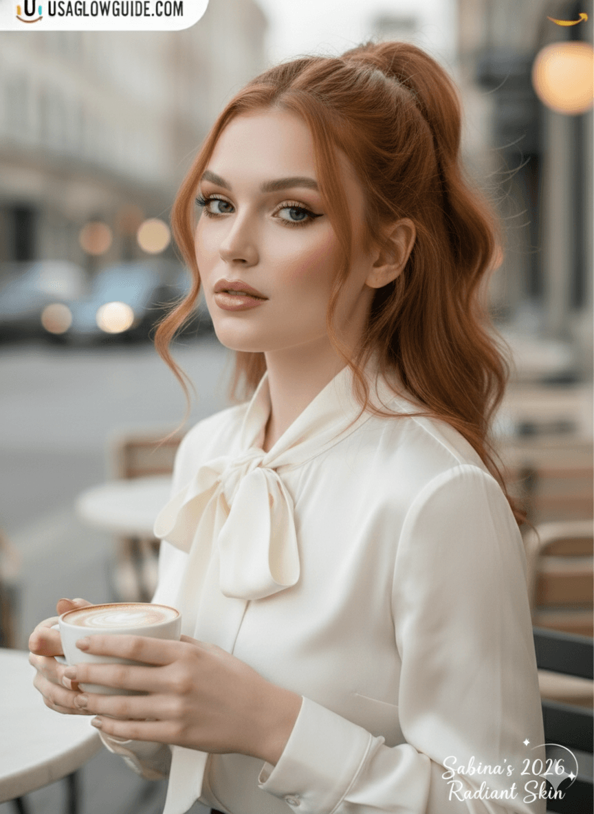 Modern Bombshell makeup look for radiant skin